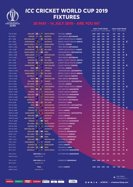 Cricket World Cup 2019 Final Schedule - 460 x 647 jpeg 97kB